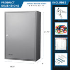 Adjustable Key Cabinet With Key Lock for Secure Storage, Gray Steel, 300-Key Capacity - Grand Goldman