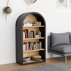 4-Tier Black Arched Bookshelf, 43' Tall Arched Bookcase with Storage Shelves - Grand Goldman Shop