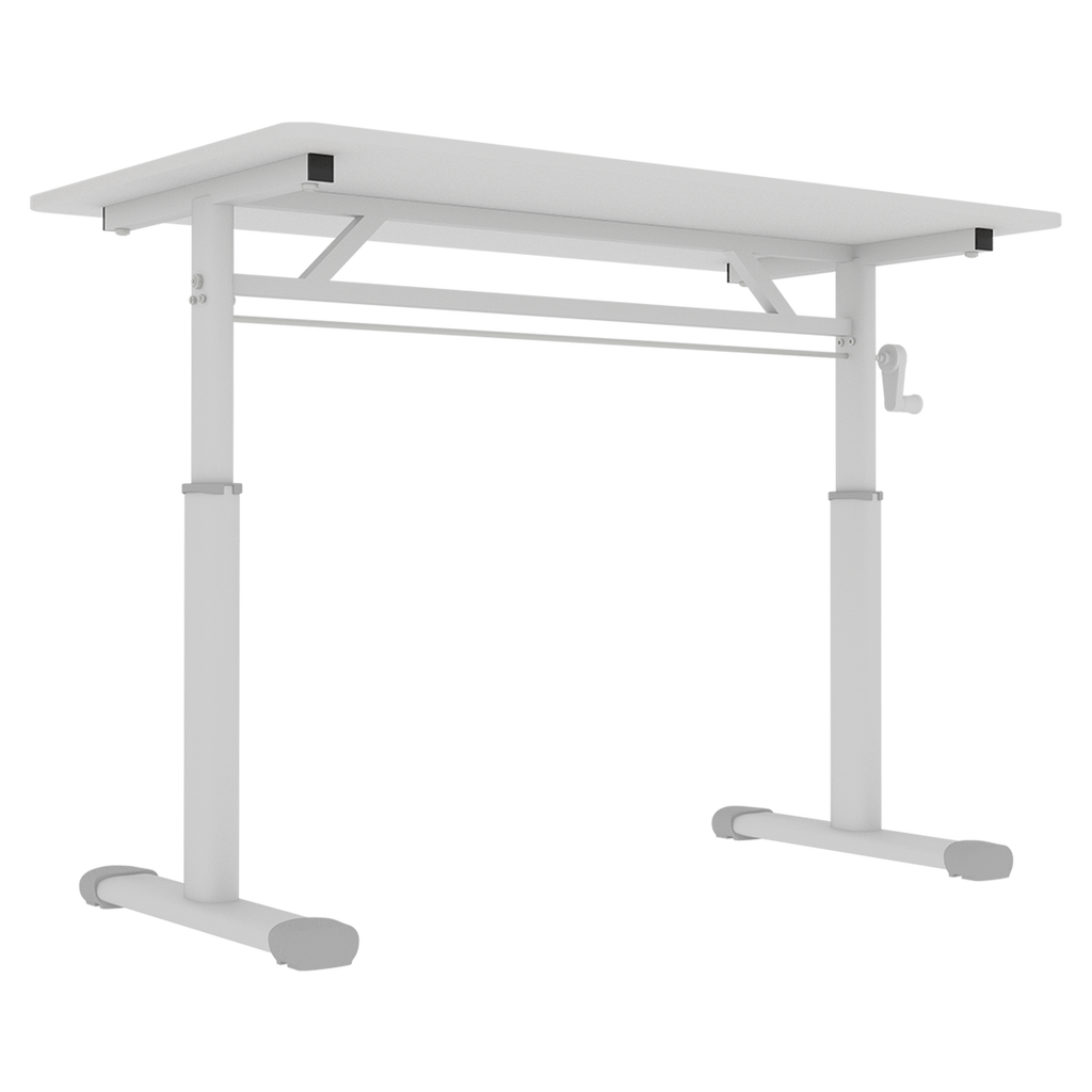 Adjustable Study Desk for Kids and Adults, Height-Adjustable Home Office Desk, White Frame with White Wood Tabletop, 60cm x 1