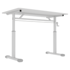 Adjustable Study Desk for Kids and Adults, Height-Adjustable Home Office Desk, White Frame with White Wood Tabletop, 60cm x 1
