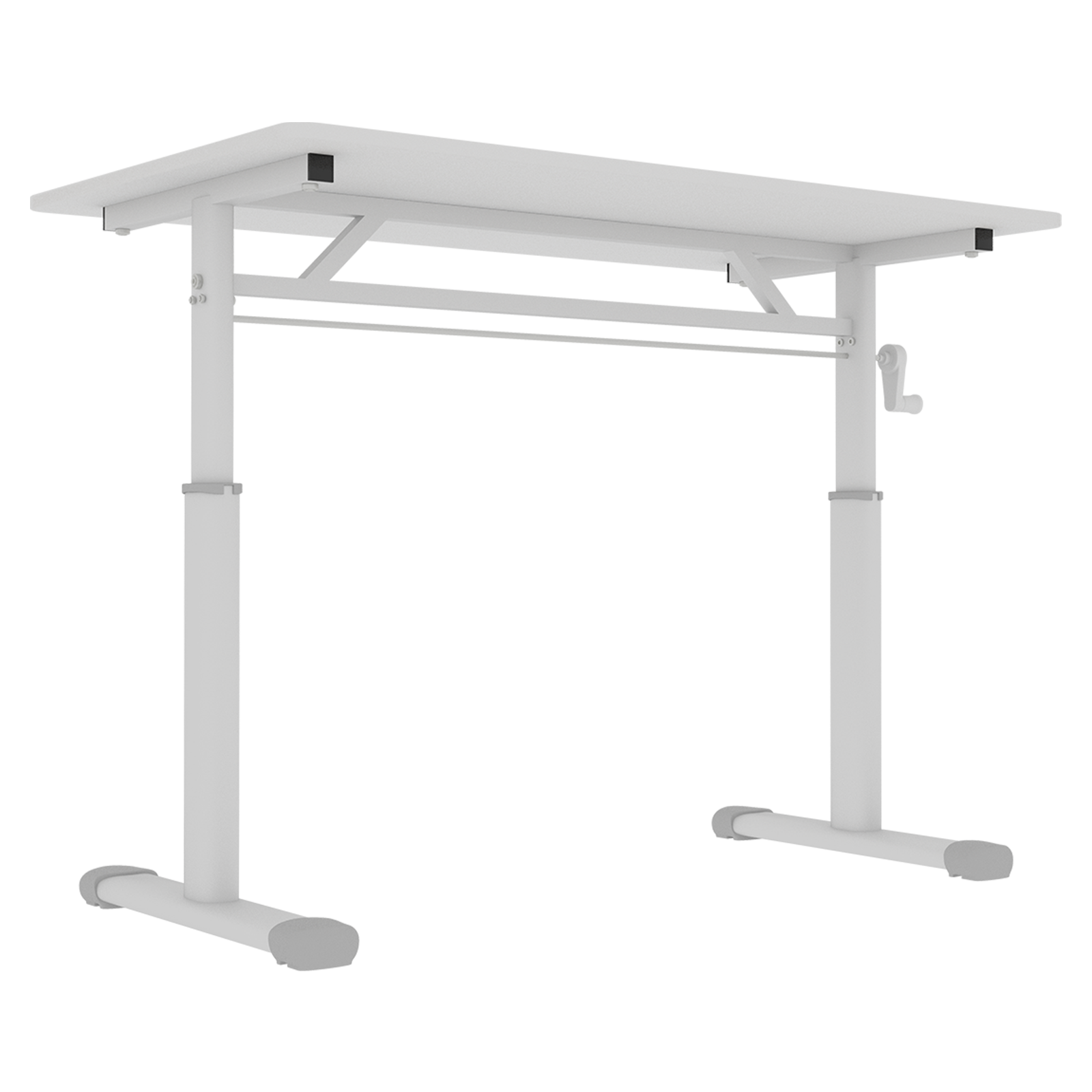 Adjustable Study Desk for Kids and Adults, Height-Adjustable Home Office Desk, White Frame with White Wood Tabletop, 60cm x 1