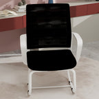 Minimalist Modern Office Chair with Metal Frame, Soft Mesh Backrest, Comfortable Polyurethane Cushion, White+Black, Suitable 