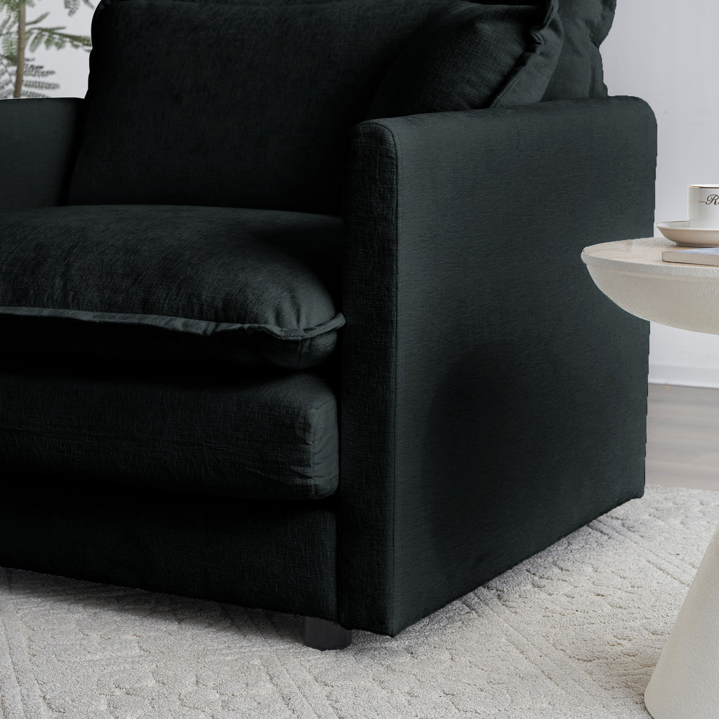Chenille Fabric Ottomans Footrest to Combine with 2 Seater Sofa, 3 Seater Sofa and 4 Seater Sofa, Black Chenille - Grand Goldman Shop