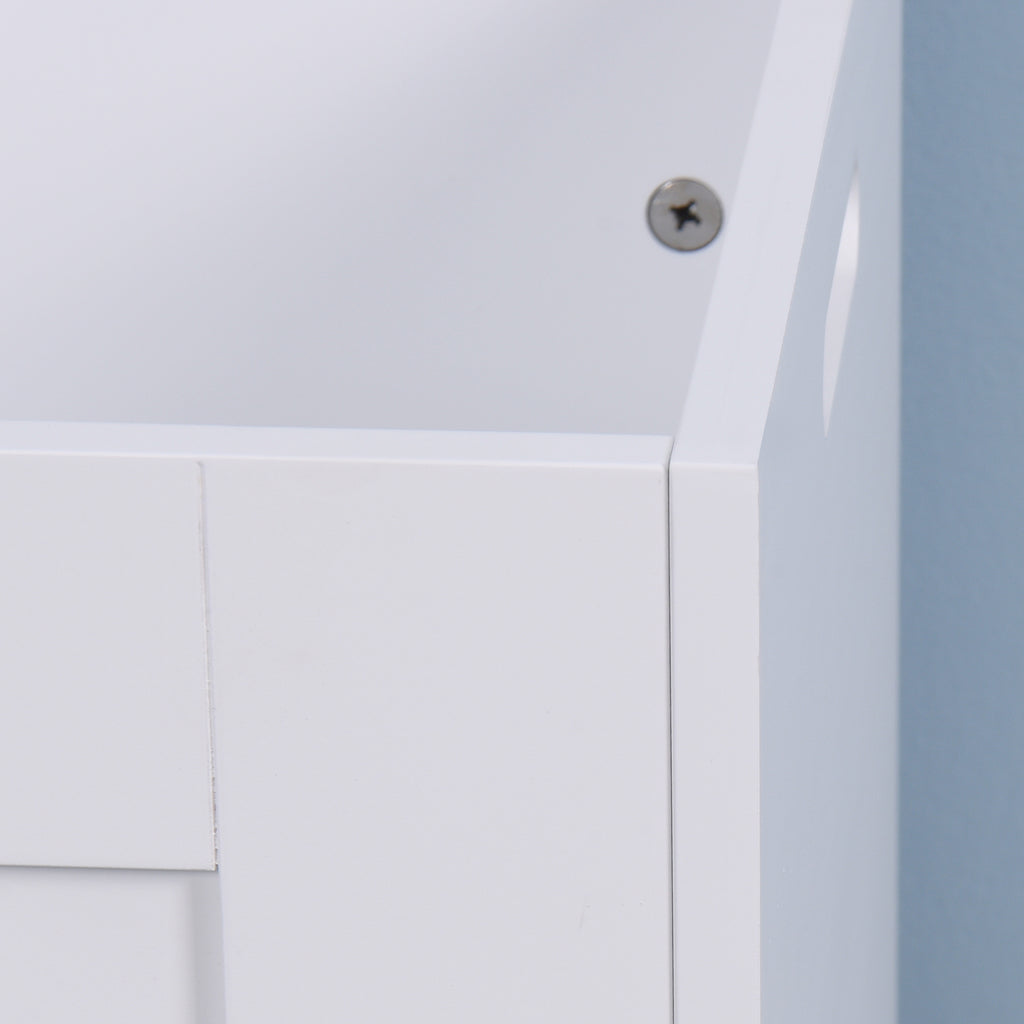 White Lift Top Entryway Storage Cabinet with 2 Safety Hinge, Wooden Toy Box - Grand Goldman Shop
