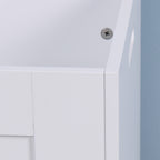 White Lift Top Entryway Storage Cabinet with 2 Safety Hinge, Wooden Toy Box - Grand Goldman Shop