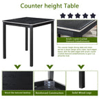 5PCs Counter Height Table Set, Wooden Kitchen Table Set with Square Table and 4 Upholstered Chairs, Counter Height Dining Table with Crystal Decoration and Chair Set for Kitchen, Dining Room, Black - Grand Goldman Shop