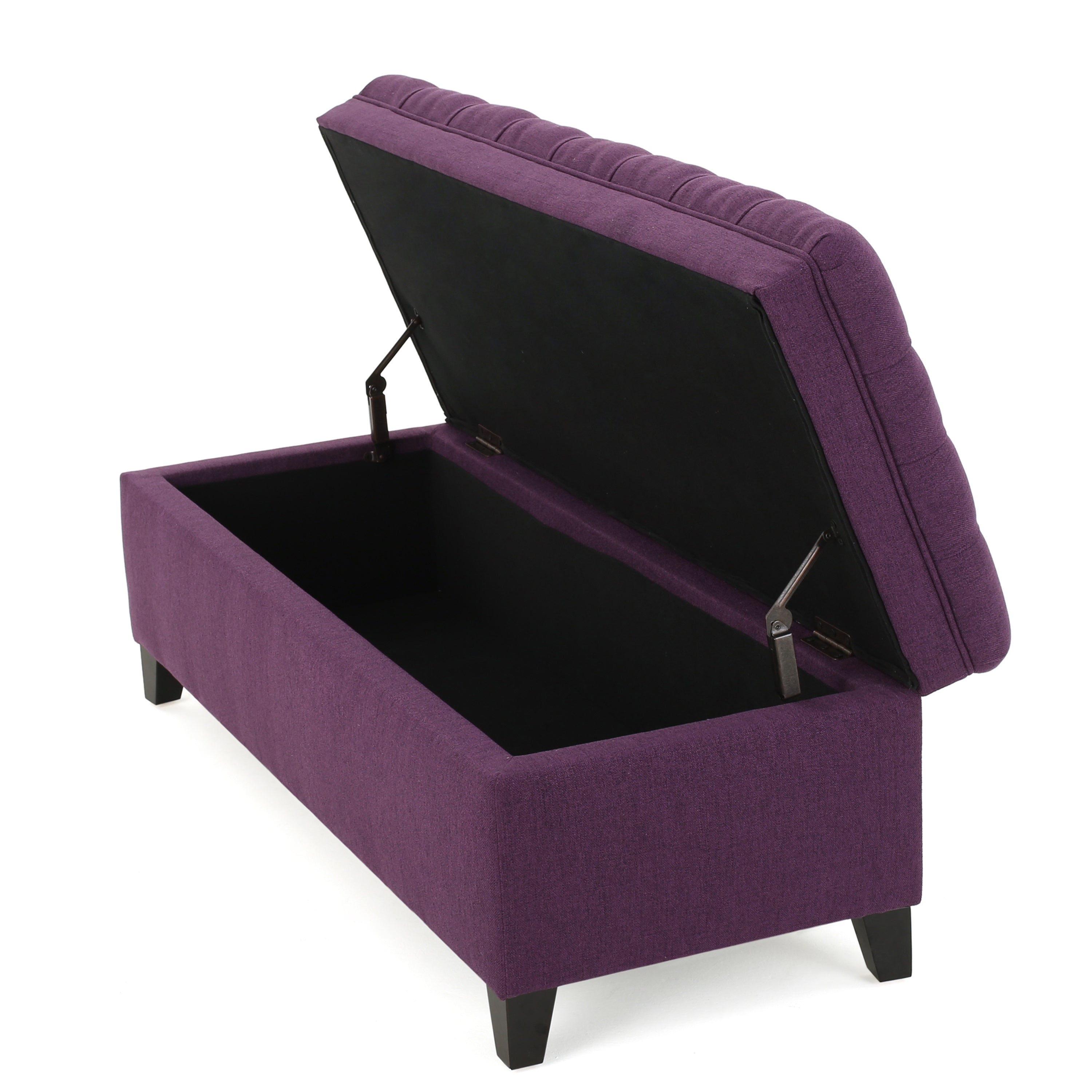Juliana Storage Ottoman Purple Fabric with Birch Legs 50x20.5x18.3 Inch - Grand Goldman Shop