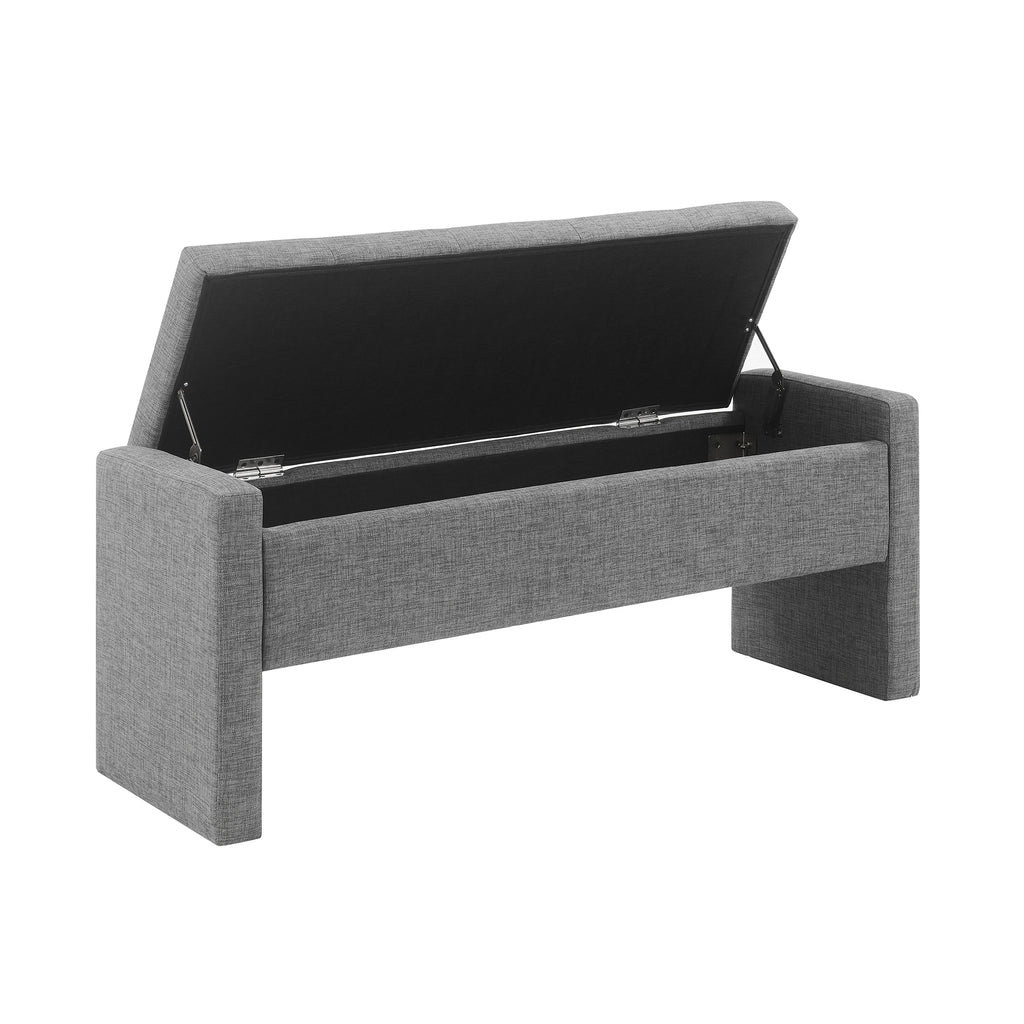 Modern Upholstered Bed End Bench with Storage in Dark Grey Linen, Large Foot Rest Stool for Living Room and Bedroom - Grand Goldman Shop