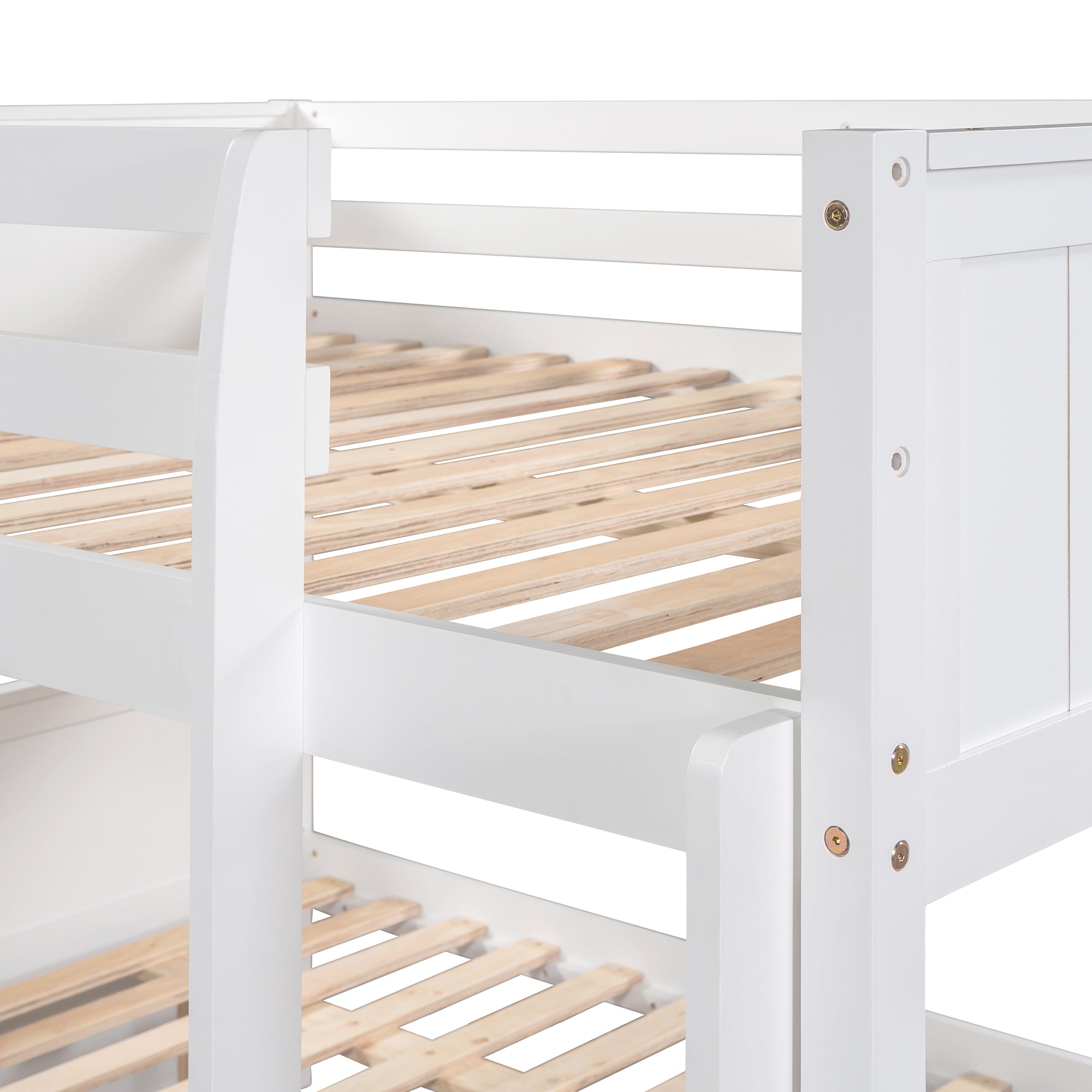 Brawnson Full over Full Bunk Bed with Twin Trundle, White - Grand Goldman Shop