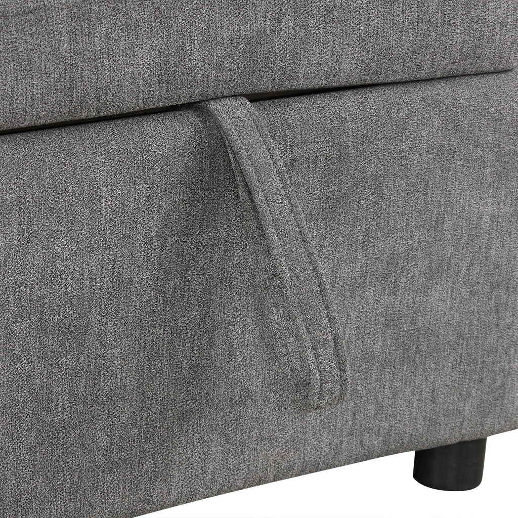 Modern L-shaped Convertible Sofa Bed with Storage, Cup Holders, USB Ports, Gray Chenille, 83.5' - Grand Goldman Shop