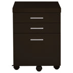 Cappuccino 3-Drawer File Cabinet with Modern Silver Hardware, Brown Wood Finish, Compact Office Storage for Home and Studio |