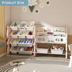 Kids Toy Storage Organizer with 2 Tier Bookshelf and 12 Toy Bins, Pink Polyethylene - Grand Goldman Shop