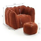 Soft Chenille Bean Bag Chair with High Resilient Foam for Living Room and Bedroom, Comfortable Square Lazy Sofa with Footstool for Adults - Grand Goldman Shop