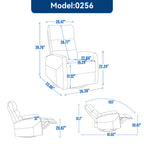 Manual Recliner Chair with Rocker and Swivel in Fabric for Living Room, Grey - Grand Goldman Shop