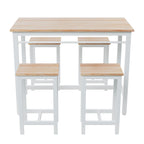 5-piece modern kitchen table with four bar stools Bar table set 5PC,metal frame and MDF, white oak,47.5'' L x 23.7'' W x 35.5'' H. - Grand Goldman Shop
