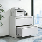 Lateral File Cabinet 2 Drawer, 35.4 Inch Wide Metal Filing Cabinet for Home Office, Locking File Cabinet with Anti-Tip Interl