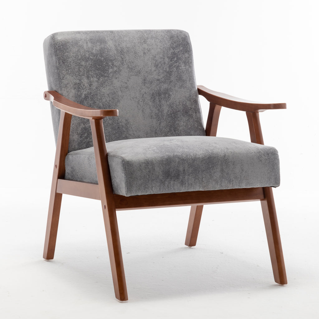 Mid-Century Modern Wingback Accent Chair with Solid Wood Frame and Extra-Thick Backrest – Lounge Chair for Living Room, Bedroom, or Reading Room - Grand Goldman Shop