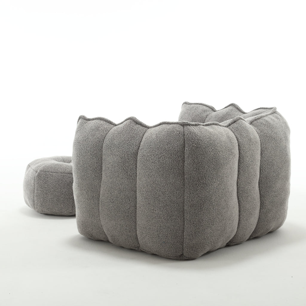 Soft Chenille Bean Bag Chair with High Resilient Foam for Living Room and Bedroom, Comfortable Square Lazy Sofa with Footstool for Adults - Grand Goldman Shop