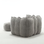 Soft Chenille Bean Bag Chair with High Resilient Foam for Living Room and Bedroom, Comfortable Square Lazy Sofa with Footstool for Adults - Grand Goldman Shop