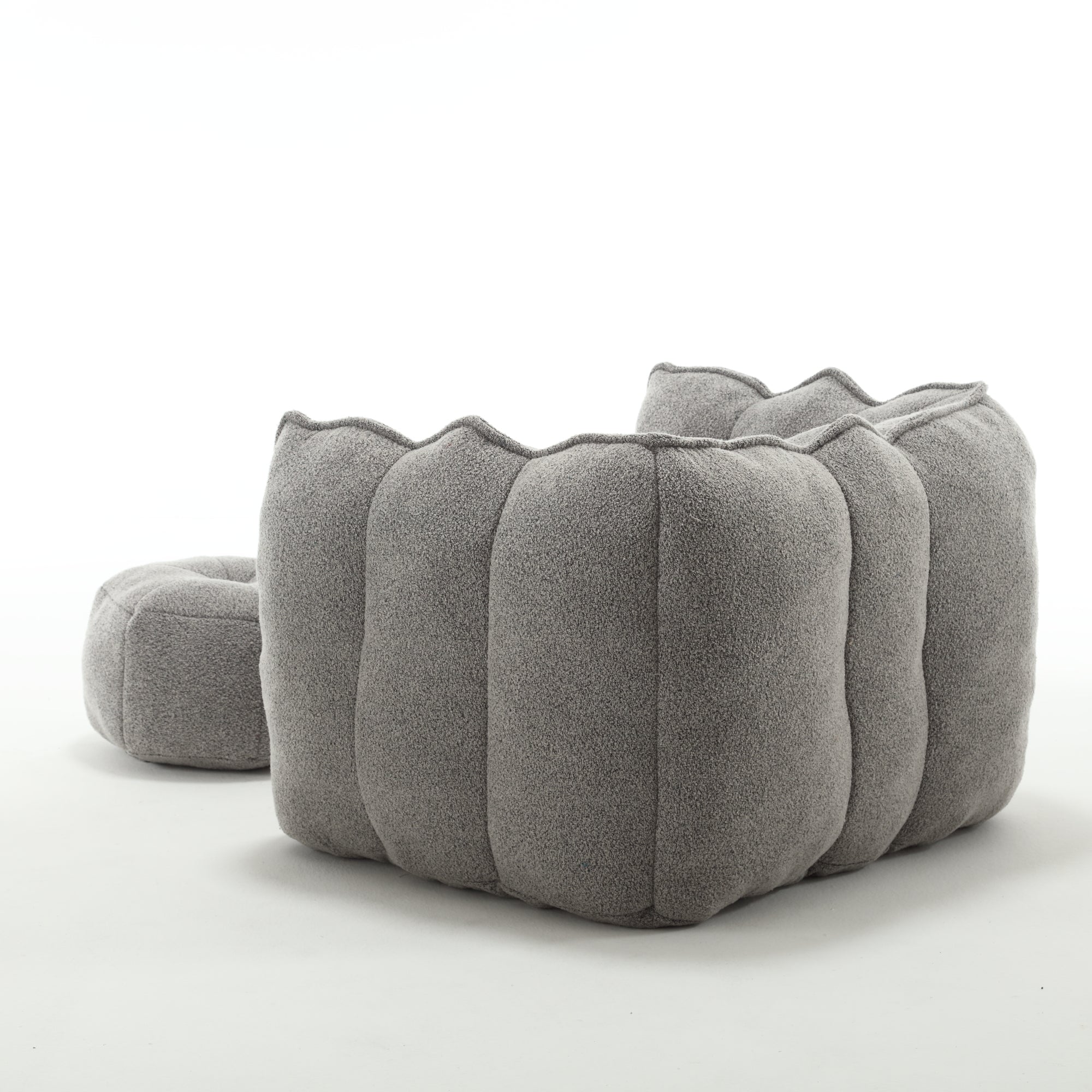Soft Chenille Bean Bag Chair with High Resilient Foam for Living Room and Bedroom, Comfortable Square Lazy Sofa with Footstool for Adults - Grand Goldman Shop