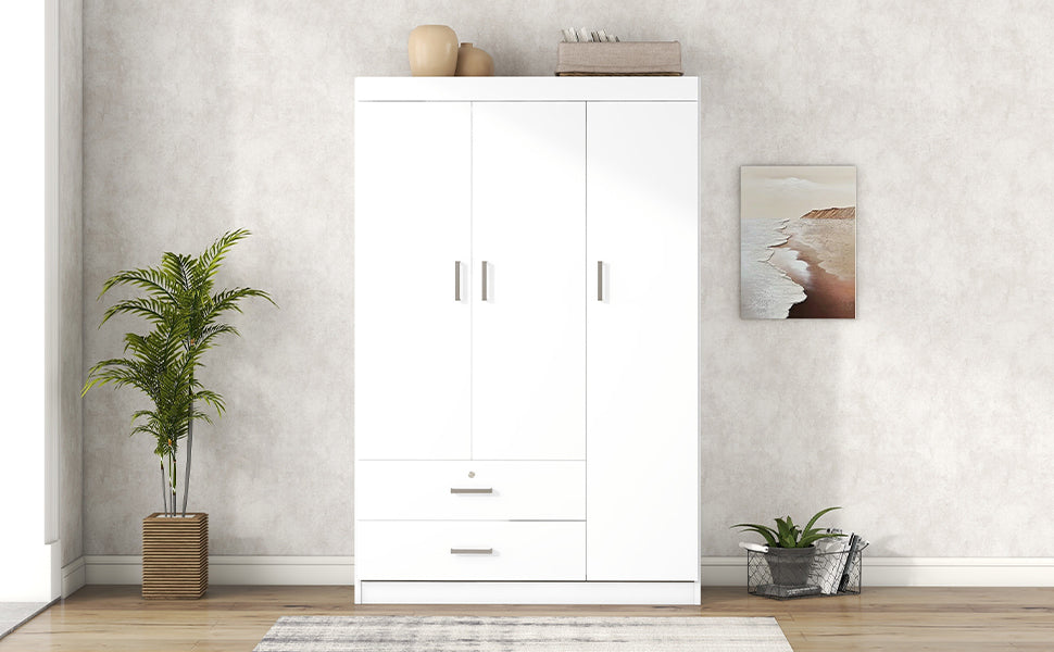 3-Door Wardrobe with 2 Drawers, White(OLD SKU:LP006001AAK) - Grand Goldman Shop