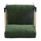 Modern Accent Chair with Plush Cushions, Minimalist Metal Frame, Wooden Armrest Design, Green - Grand Goldman Shop