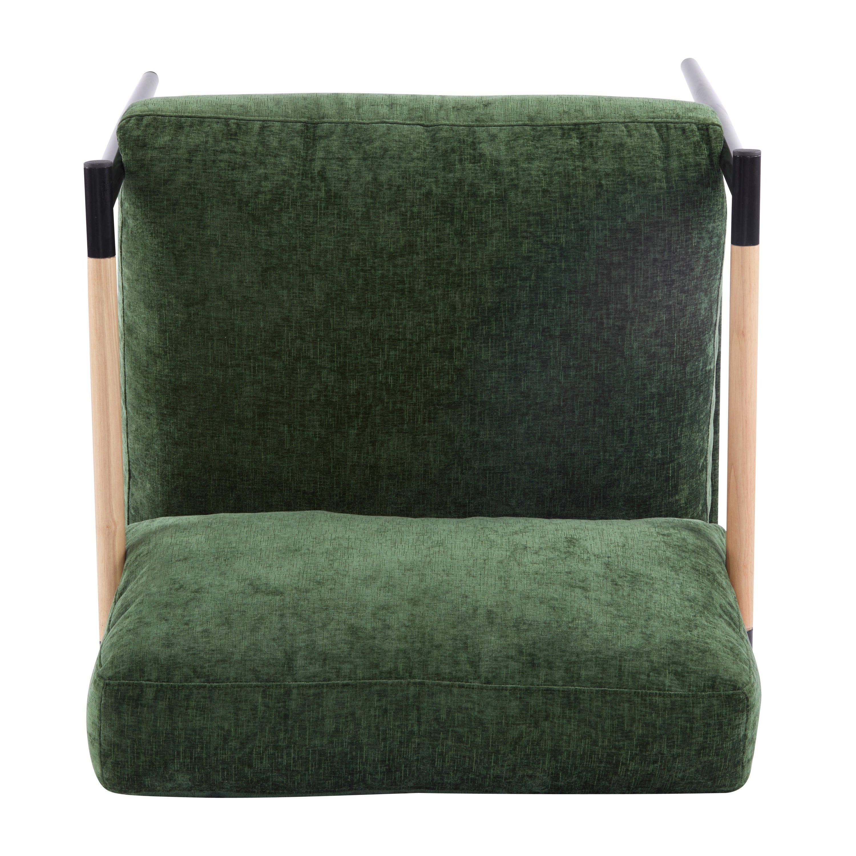 Modern Accent Chair with Plush Cushions, Minimalist Metal Frame, Wooden Armrest Design, Green - Grand Goldman Shop