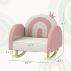 Qaba Kids Rocking Chair, Princess Crown Toddler Chair, Children's Armchair Rocker with Rainbow Backrest for Bedroom, Playroom