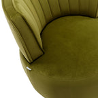 Swivel Barrel Chair, Round Armchairs with Wide Upholstered, Fluffy Velvet Fabric, Olive, 25.20'' x 25.59'' x 26.38'' - Grand Goldman Shop