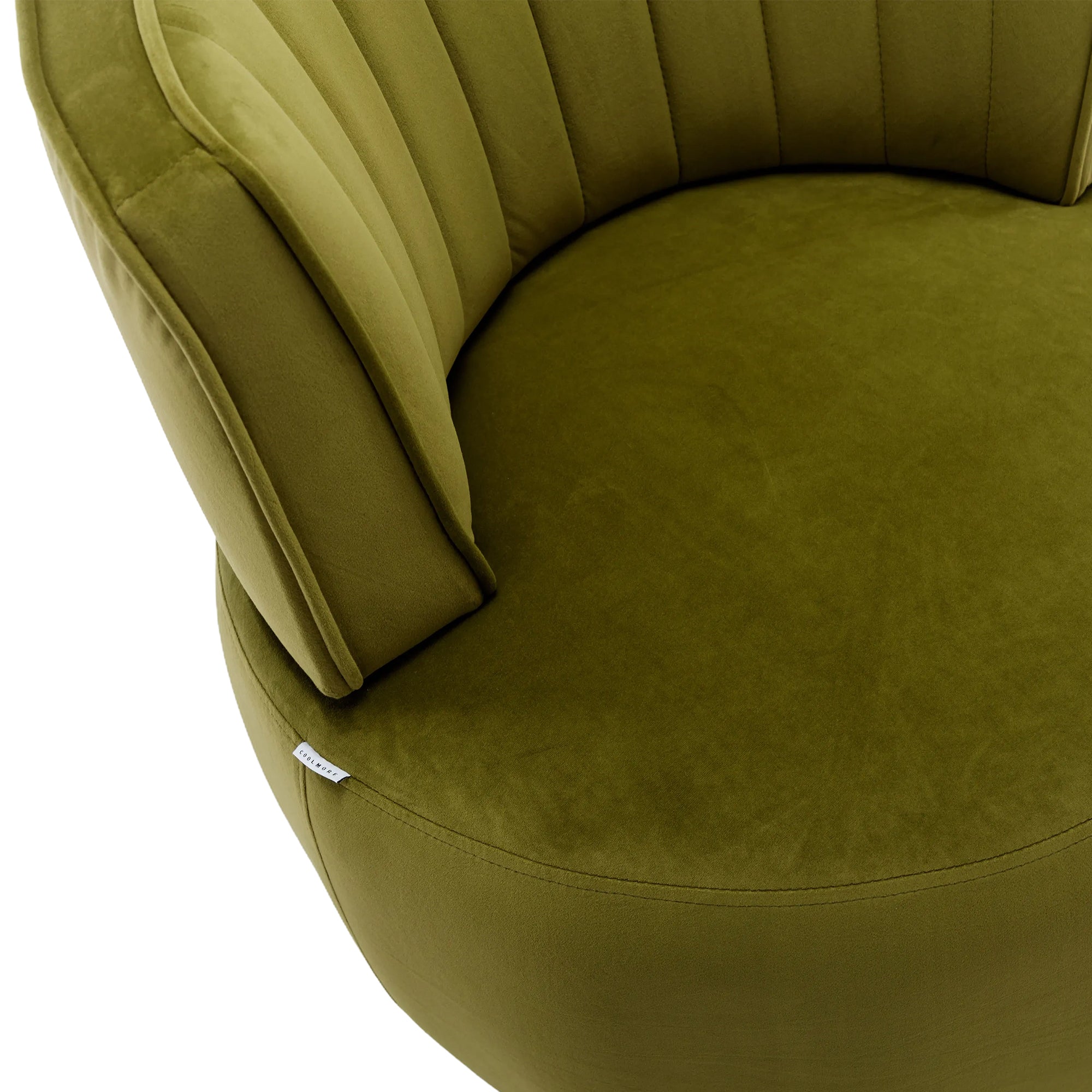 Swivel Barrel Chair, Round Armchairs with Wide Upholstered, Fluffy Velvet Fabric, Olive, 25.20'' x 25.59'' x 26.38'' - Grand Goldman Shop
