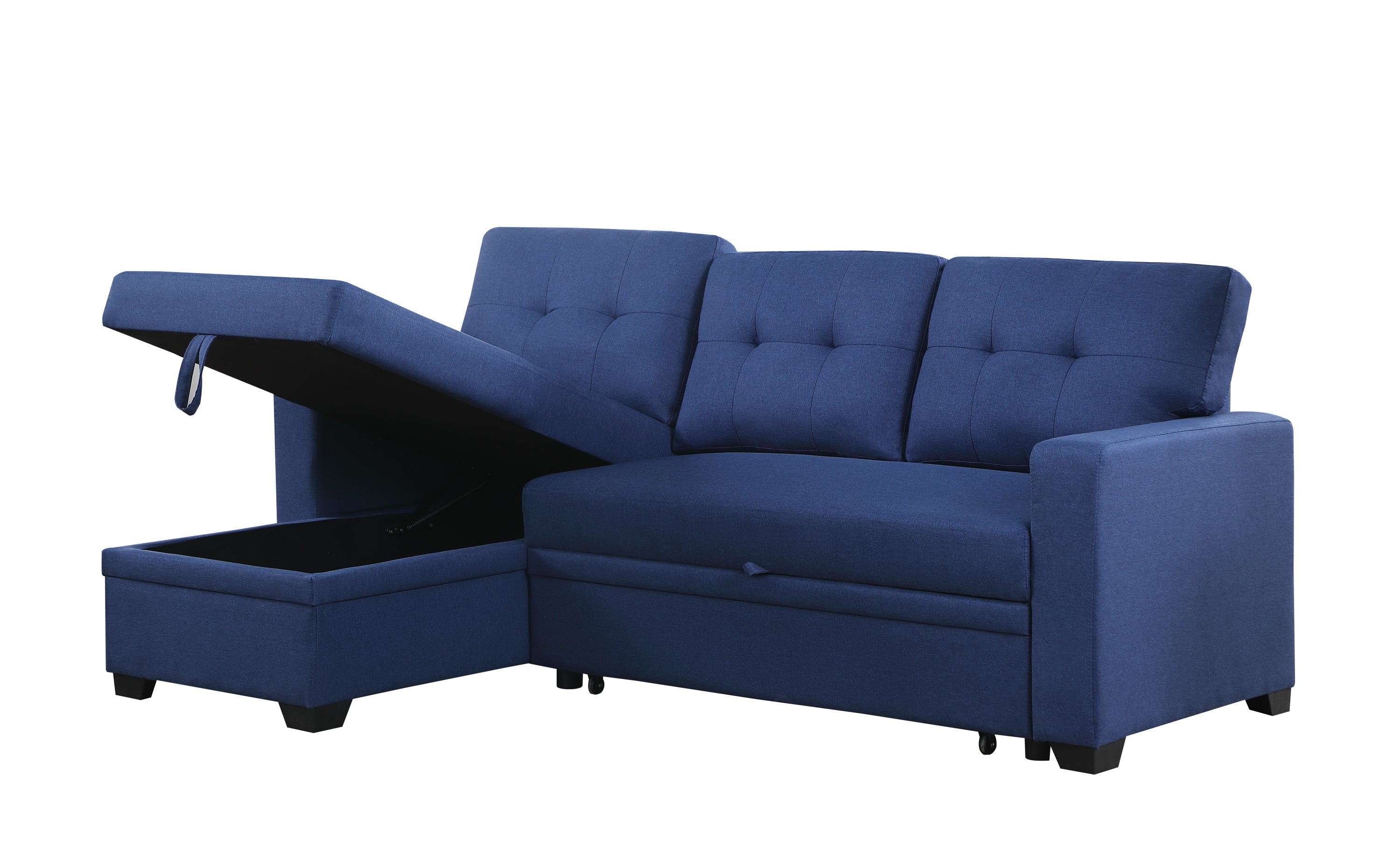 Upholstered Pull out Sectional Sofa with Chaise - Grand Goldman Shop