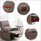 PU Rocking Recliner Chair, 360° Swivel Nursery Rocking Chair, Glider Chair, Modern Small Rocking Swivel Recliner Chair, Home Theater Seating, Side Pocket (Brown+360° Swivel) - Grand Goldman Shop