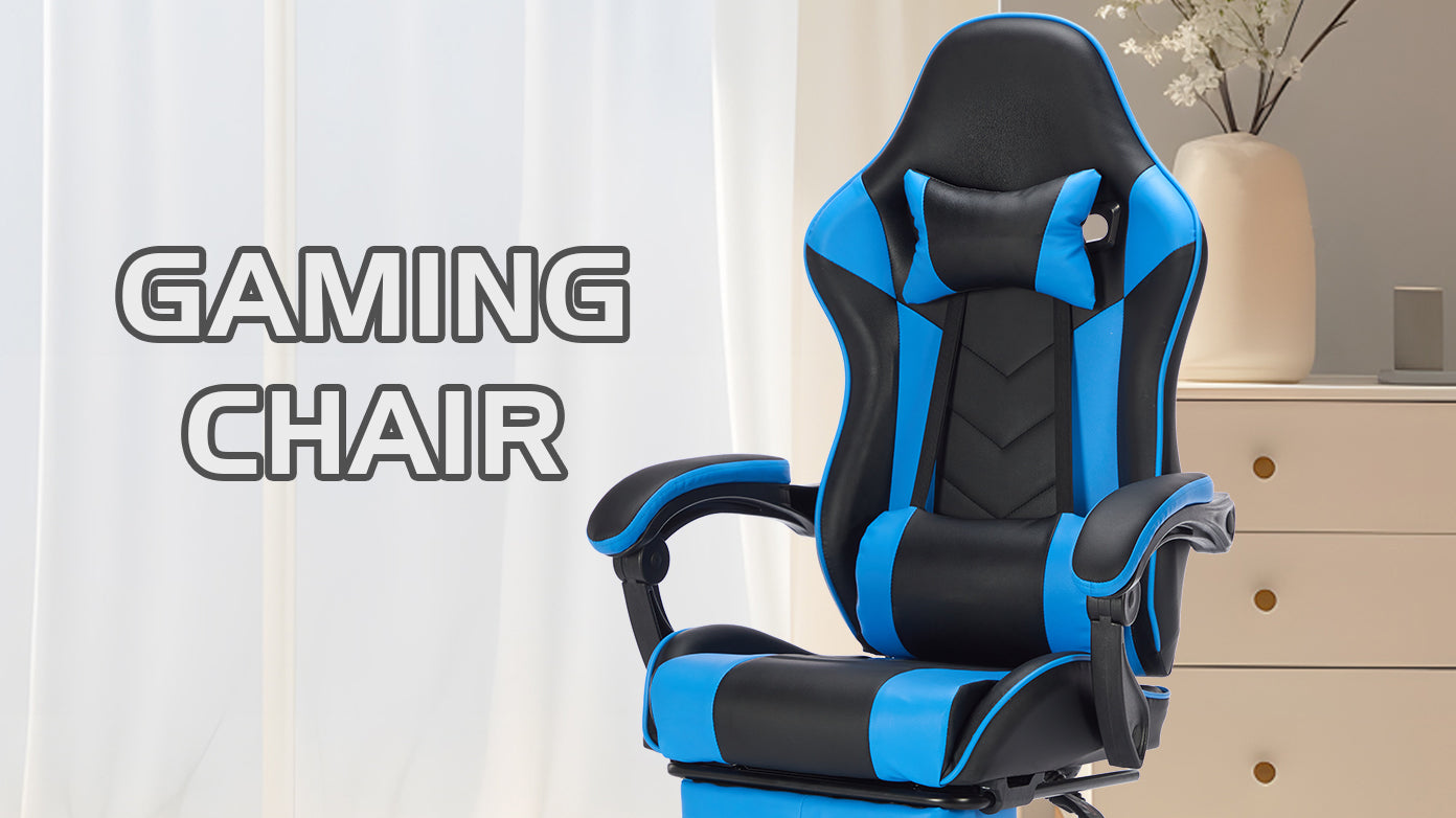 Gaming Chair with Footrest, Ergonomic Computer Chair with Headrest and Lumbar Support, Breathable Material Height Adjustable 