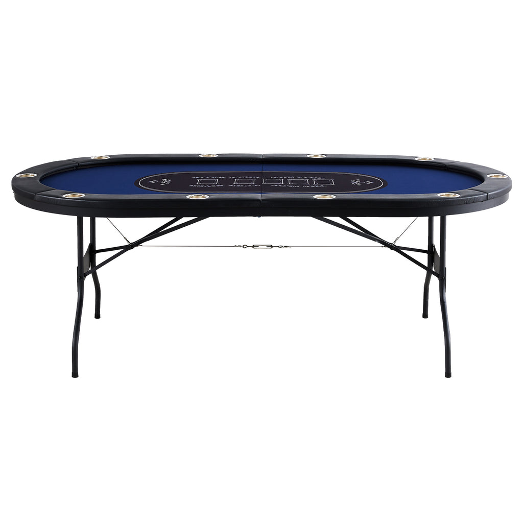 10 Player Foldable Poker Table, Blackjack Texas Holdem Poker Table with Padded Rails and Stainless Steel Cup Holders, Portabl