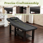 Spa Salon Massage Table with Bottom Storage, Adjustable Backrest (0-15°) & Detachable Headrest, High-Resiliency Waterproof Cu