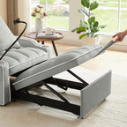 3-in-1 Sofa Bed, Convertible Sleeper Chair Sofa Bed Adjustable Pull Out Sleeper Chair Bed Multi-Pockets Folding Sofa Bed for Living Room Bedroom Small Space (Grey) - Grand Goldman Shop