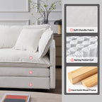 105' Modular Sectional Couch,Upholstered Soft Chenille Fabric Sofa,3 Seater with Ottoman L Shape Sofa Beige - Grand Goldman Shop