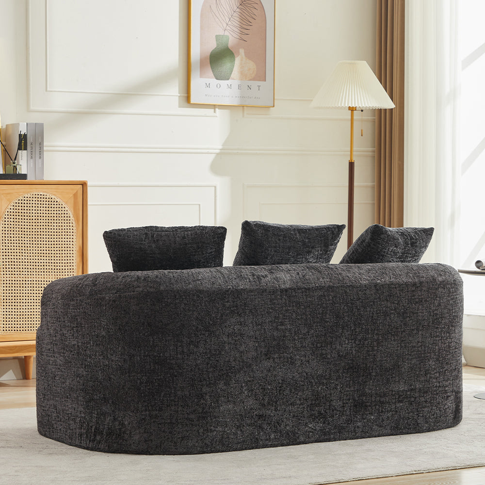 Curved Loveseat, Small Chenille Sofa with 3 Pillows, Deep Seat Couch for Apartment, Living Room, No Assembly Needed - Grand Goldman Shop