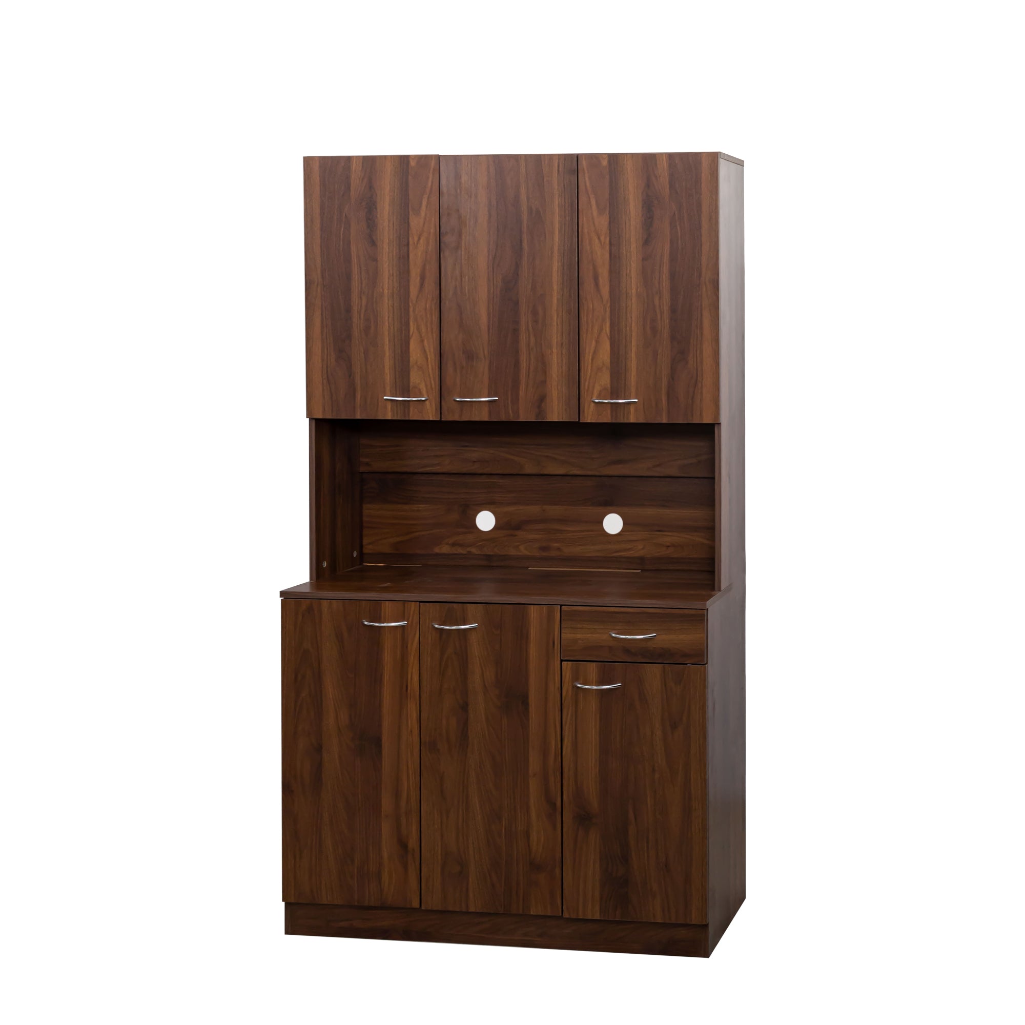 70.87' Tall Wardrobe& Kitchen Cabinet, with 6-Doors, 1-Open Shelves and 1-Drawer for bedroom,Walnut - Grand Goldman Shop