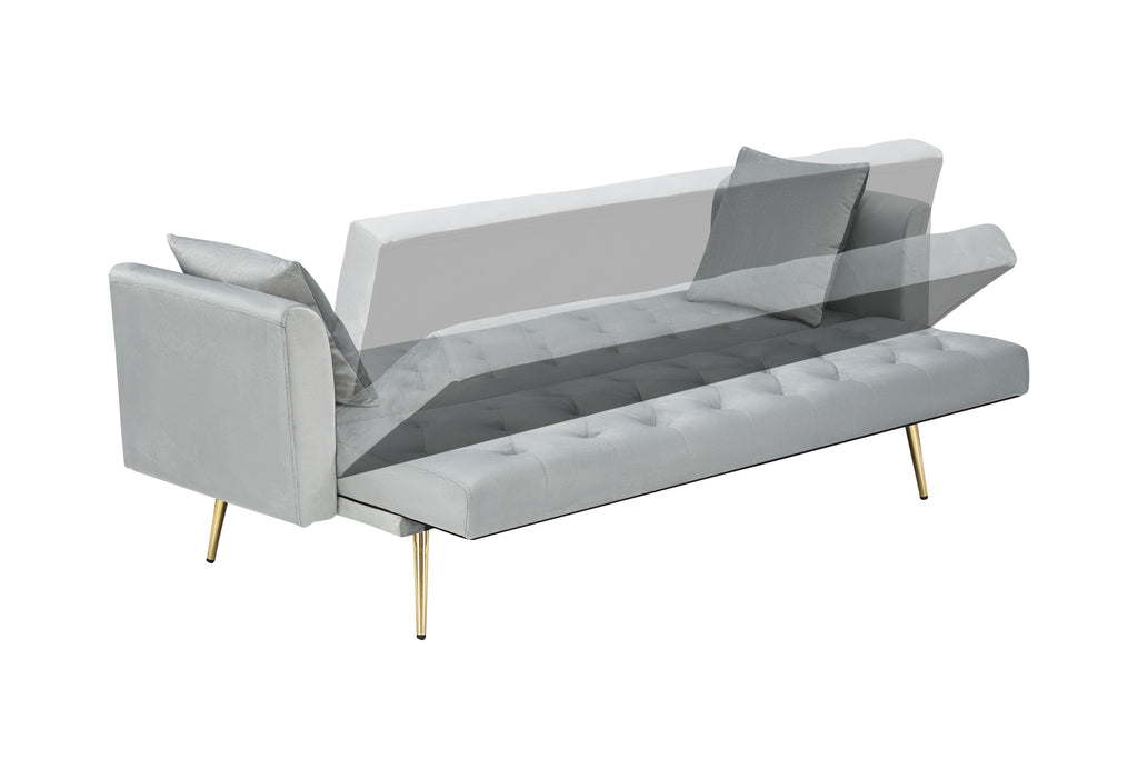 71-inch convertible love seat sofa, American vintage grey velvet material, suitable for small living room, bedroom, office - Grand Goldman Shop