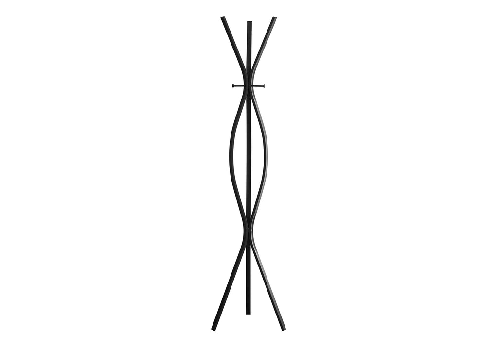 Coat Rack, Hall Tree, Free Standing, 3 Hooks, Entryway, 72'h, Bedroom, Black Metal, Contemporary, Modern - Grand Goldman Shop