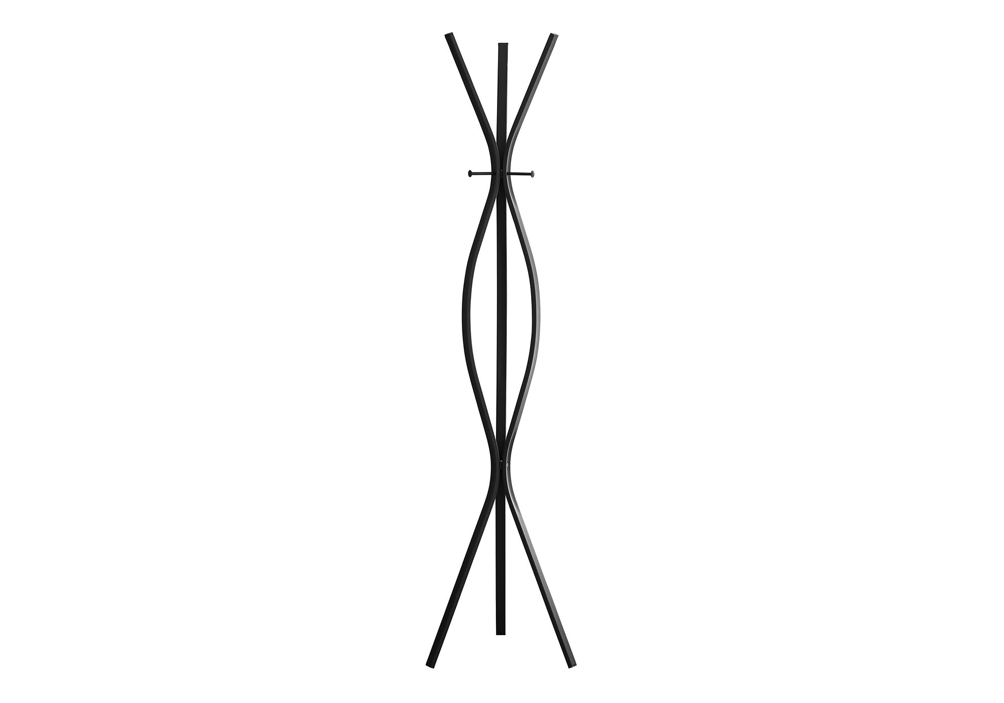 Coat Rack, Hall Tree, Free Standing, 3 Hooks, Entryway, 72'h, Bedroom, Black Metal, Contemporary, Modern - Grand Goldman Shop