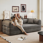 78.8' Compression Sofa,Convertible Floor Sofa Bed-with Pillow Back Support Armrest,Comfy Futon Couch Sleeper Bed,Loveseats Boneless Modular Sectional Sofa,Corduroy fabric,for Living Room,Bedroom,Grey - Grand Goldman Shop