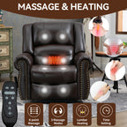 Power Lift Recliner Chair Heat Massage Dual Motor Infinite Position Up to 350 LBS, Genuine Leather, Heavy Duty Motion Mechanism with USB Ports, Brown - Grand Goldman Shop