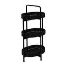 Modern 3-Tier Handwoven Side Table with Oval Organizer in Black Metal and Paper Rope - Grand Goldman Shop