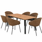 7-Piece Outdoor Patio Dining Set for 6, All-Weather Wicker Rattan Conversation Set with Iron Frame Table & 6 Armchairs, Modern Patio Furniture for Backyard, Garden