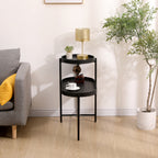 2-Tier Black Side Table with Storage Sofa Table for Living Room Metal Frame & Wooden Desk End Table - Grand Goldman Shop