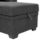 76.5' Linen Blend Upholstered Sectional with Pull-Out Bed and Chaise Storage - Grand Goldman Shop