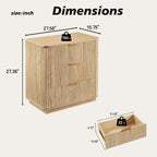 3 Drawers Drasser 2PCS, 27.6'' Wide Modern Chest of Drawers Curved wave Design,Nightstand,Wood Drawer Organizer for Bedroom, Living Room, Hallway, Oak,27.6''W x 15.8''D x 27.4''H. - Grand Goldman Shop
