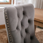 Nikki Collection Modern, High-end Tufted Solid Wood Contemporary Velvet Upholstered Dining Chair with Wood Legs Nailhead Trim 2-Pcs Set,Gray, SW2001GY - Grand Goldman Shop